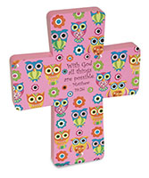 Pink Wooden Wall Cross 8 Inch 