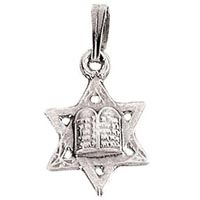 Star of David 10 Commandments Necklace Sterling Silver