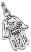 Hamsa Hand of God Sterling Silver Necklace