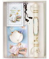 Baptism Gift Set, Candle, Missal, Rosary, Scapular, Seashell