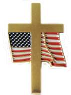 Cross and American Flag Pin