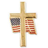 Cross and American Flag Pin, American Flag Cross Pin