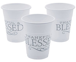 Thankful & Blessed Plastic Party Cups (Pkg of 50)