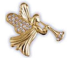 Pave Christmas Angel With Horn Lapel Pin