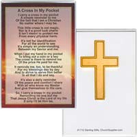 Gold Metal Pocket Cross on Cross Card