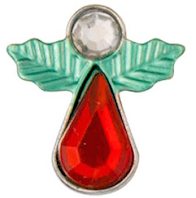 Christmas Angel Holly Wings Pin Red 