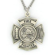 Sterling Silver FireFighter St Florian Necklace