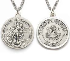 St. Michael Sterling Silver Military Branches Necklace