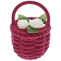 Red Flower Basket Velvet Wedding Ring Box