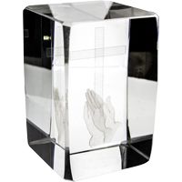 Laser Etched Praying Hands Paperweight