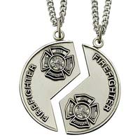 Sterling Silver Firefighter Mizpah Medal Necklace