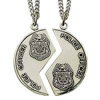 Sterling Silver Police Officer Mizpah Medal Necklace
