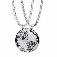 Sterling Silver US Marine Mizpah Medal Necklace