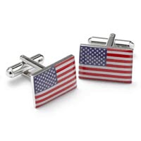 American Flag Cufflinks, USA Flag Silver Cufflinks