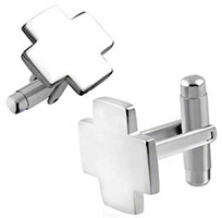 Stainless Steel Cross Cufflinks Silver