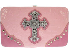 Pink Studded Women's Wallet With Matching Checkbook Cover