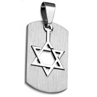 Star of David Dog Tag Necklace Stainless Steel