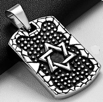 Star of David Dog Tag Necklace Two-Toned Stainless Steel 