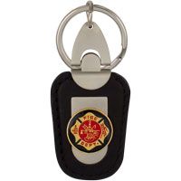 Firefighter Deluxe Leather Keychain