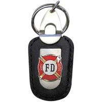 Fire Department Firefighter Deluxe Leather Keychain