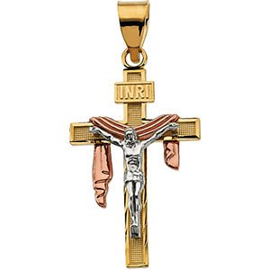 Tri color cross necklace sales