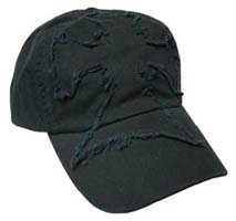Black Frayed Cross Cap, Cross Hat - Christian Baseball Hats
