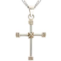 Mens Silver Cross Necklace with Large Silver Cross Pendant
