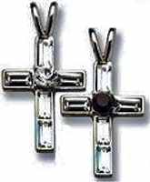 Swarovski Birthstone Cross Necklace Silver