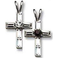 Swarovski Birthstone Cross Necklace Silver