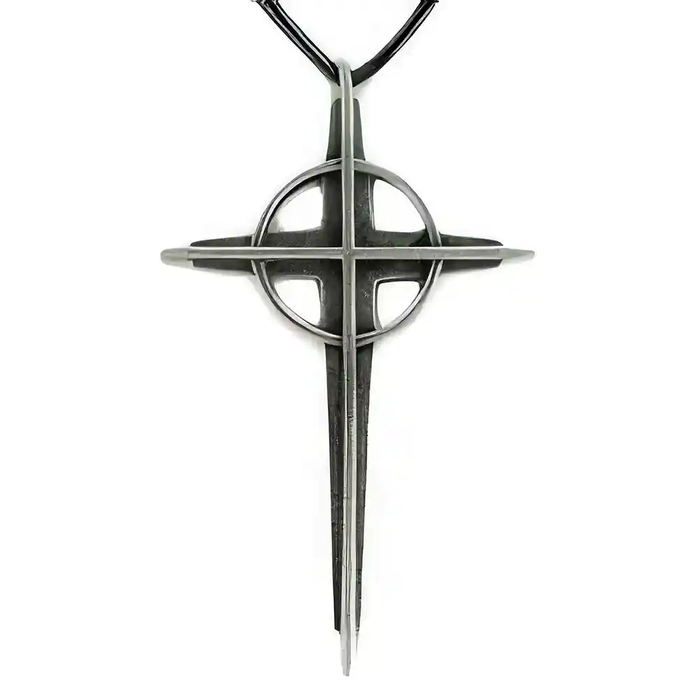 Cross Pendant Necklace Pewter - Large