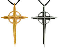 Pewter or Gold Cross Pendant Necklace
