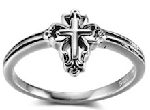 Woman's Cross Victorian Sterling Silver Ring