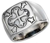 Men's Sterling Silver Square Cross Ring