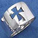 Sterling Silver Wide Flared Cross Ring