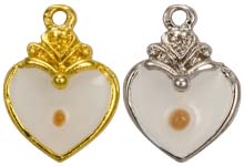 Heart Mustard Seed Charms Gold or Silver 