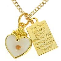 Gold Heart Mustard Seed Necklace & Bible Quote Plaque