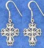 Filigree Cross Earrings Sterling Silver