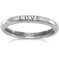 Sterling Silver Love Ring - Love Bands for Her