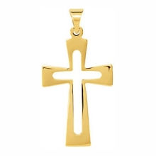 Flared Cross in Cross 14 kt Gold Pendant