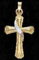Two Tone Flared 14KT Cross Pendant