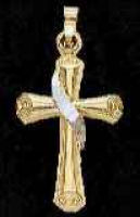 2 Tone Flared 14K Cross Pendant