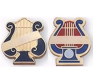 Music Lyre Pin with Ribbon for Engraving Gold & Blue