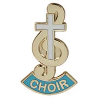 Choir G Clef & Cross Pin Gold Plated