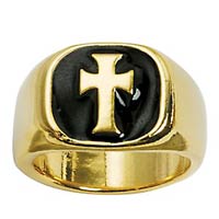 Cross Gold Signet Men's Christian Ring