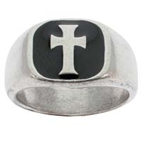 Cross Men's Christian Ring - Signet Cross w/Black Epoxy 