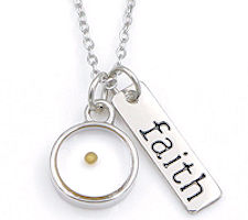  Round Mustard Seed Necklace with Plaque Silver
