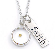 Silver Round Faith Mustard Seed Necklace, Faith Necklace