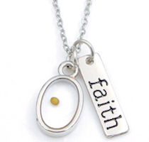 Oval Mustard Seed Necklace, Faith Plaque Silver