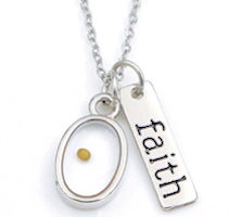 Silver Oval Faith Mustard Seed Necklace, Faith Necklace