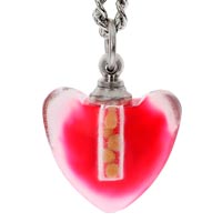 Pink Glass Heart Pendant Necklace with Mustard Seeds - Faith Necklace